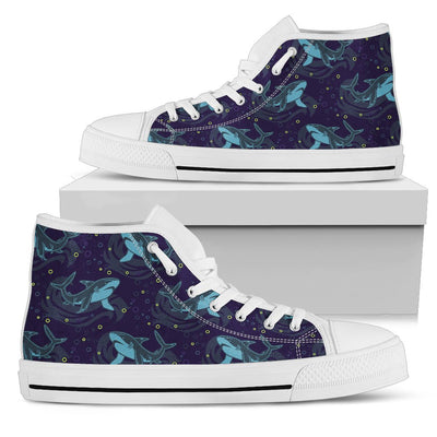 Shark Themed Print Women High Top Shoes