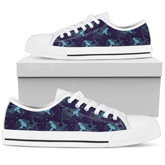 Shark Themed Print Women Low Top Shoes-JTAMIGO.COM