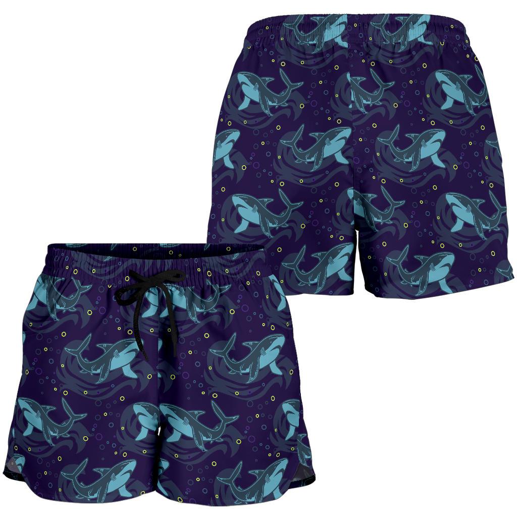 Shark Themed Print Women Shorts-JTAMIGO.COM