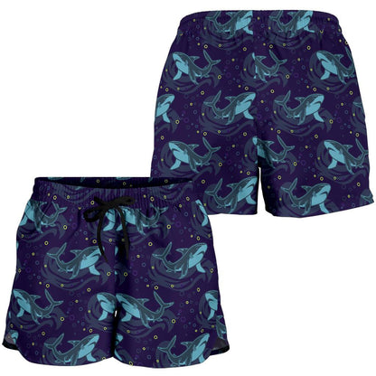 Shark Themed Print Women Shorts-JTAMIGO.COM