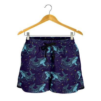 Shark Themed Print Women Shorts-JTAMIGO.COM