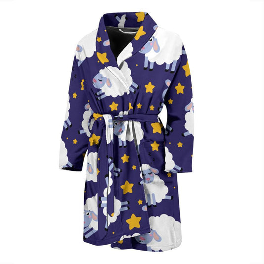 Sheep Pattern Print Design 03 Men Bathrobe-JORJUNE.COM