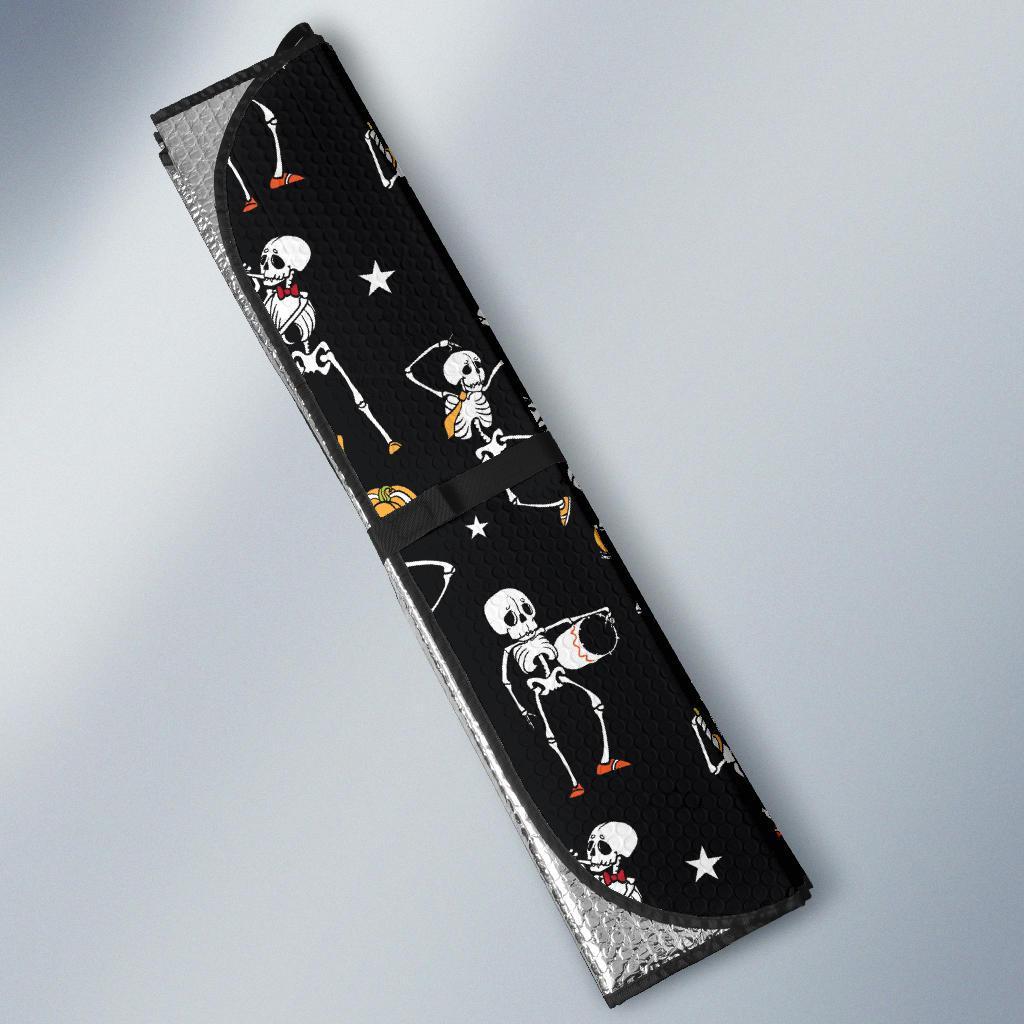 Skeleton Dance Print Car Sun Shade For Windshield