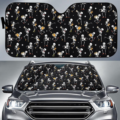 Skeleton Dance Print Car Sun Shade For Windshield