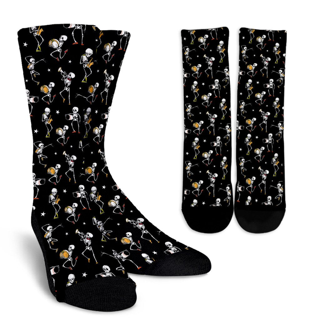 Skeleton Dance Print Crew Socks
