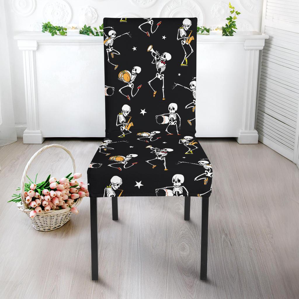 Skeleton Dance Print Dining Chair Slipcover-JTAMIGO.COM