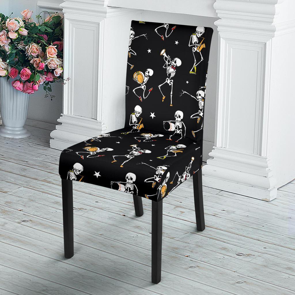 Skeleton Dance Print Dining Chair Slipcover-JTAMIGO.COM