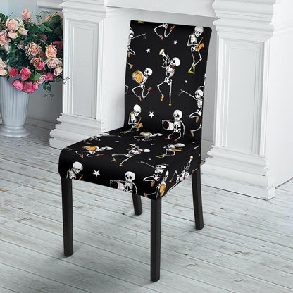 Skeleton Dance Print Dining Chair Slipcover-JTAMIGO.COM