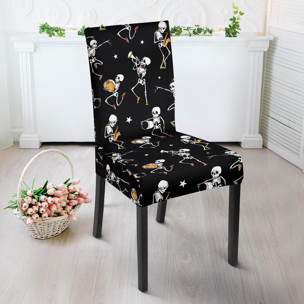 Skeleton Dance Print Dining Chair Slipcover-JTAMIGO.COM