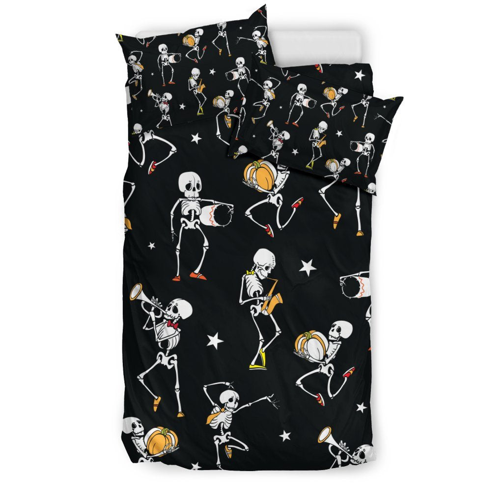 Skeleton Dance Print Duvet Cover Bedding Set