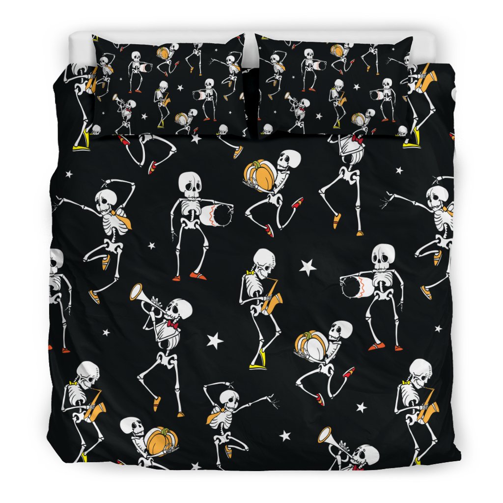 Skeleton Dance Print Duvet Cover Bedding Set