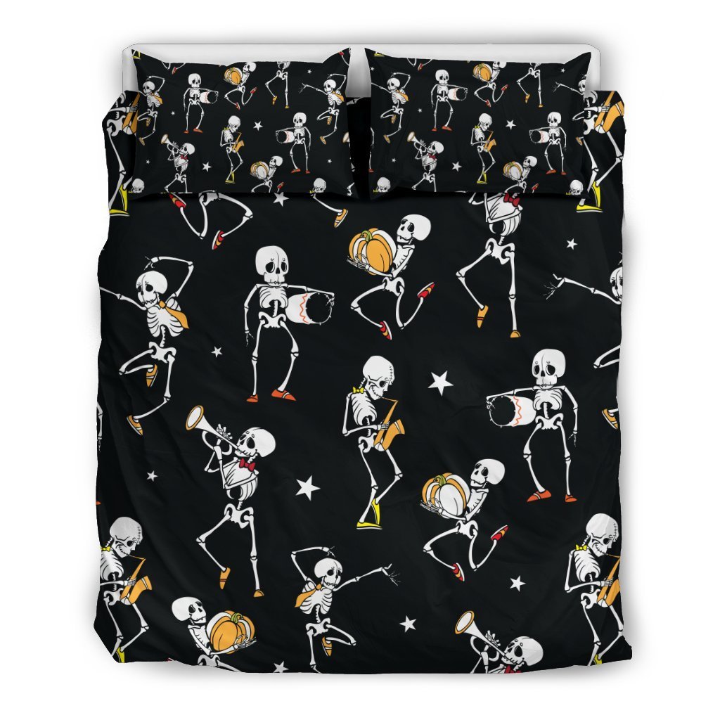 Skeleton Dance Print Duvet Cover Bedding Set
