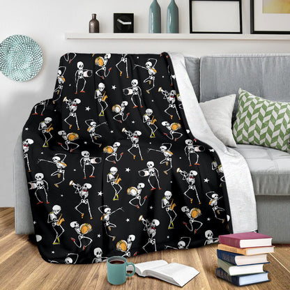 Skeleton Dance Print Fleece Blanket