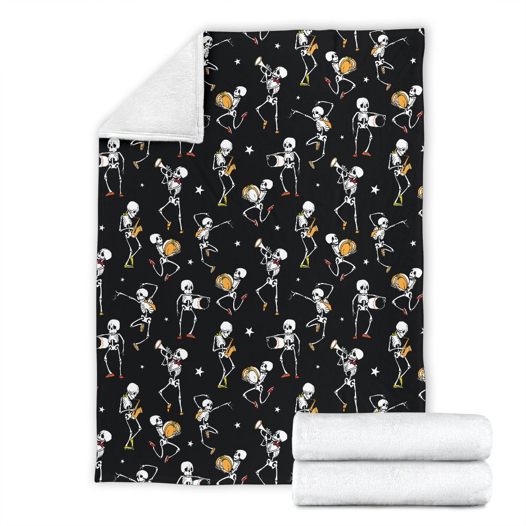 Skeleton Dance Print Fleece Blanket