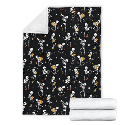 Skeleton Dance Print Fleece Blanket