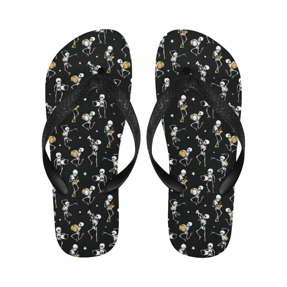 Skeleton Dance Print Flip Flops-JTAMIGO.COM
