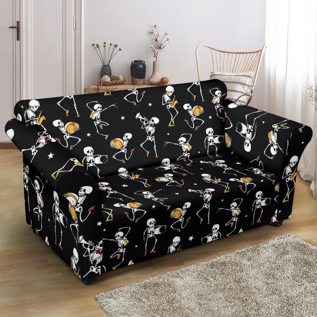 Skeleton Dance Print Loveseat Slipcover-JTAMIGO.COM