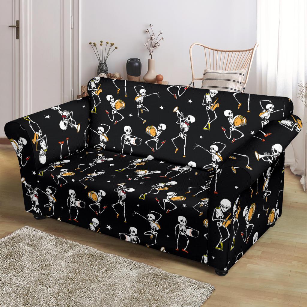 Skeleton Dance Print Loveseat Slipcover-JTAMIGO.COM