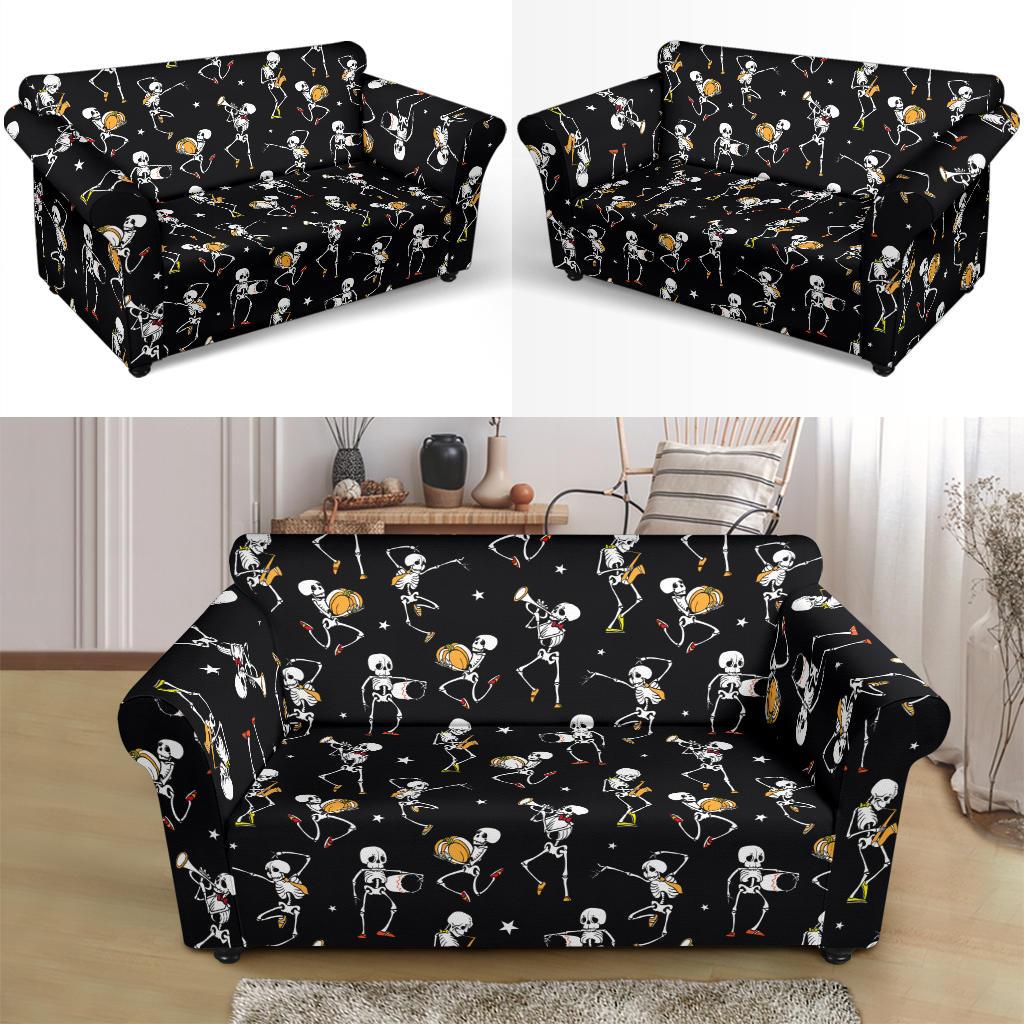Skeleton Dance Print Loveseat Slipcover-JTAMIGO.COM