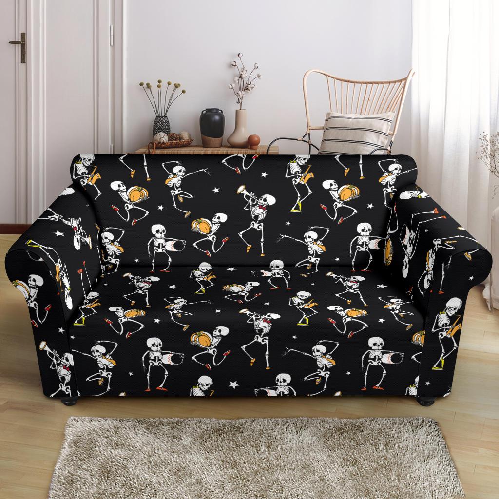 Skeleton Dance Print Loveseat Slipcover-JTAMIGO.COM