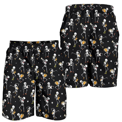 Skeleton Dance Print Mens Shorts-JTAMIGO.COM