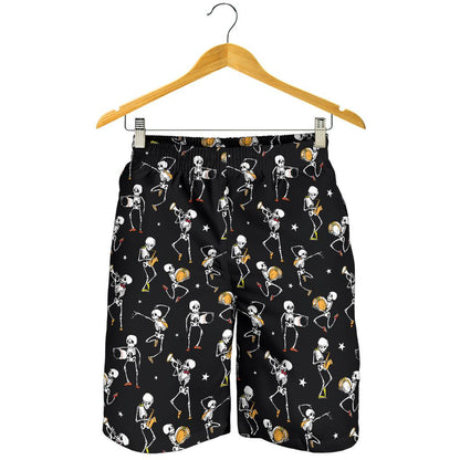 Skeleton Dance Print Mens Shorts-JTAMIGO.COM