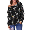 Skeleton Dance Print Off Shoulder Sweatshirt