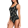 Skeleton Dance Print One Piece Swimsuit-JTAMIGO.COM