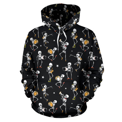 Skeleton Dance Print Pullover Hoodie