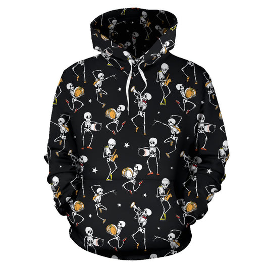 Skeleton Dance Print Pullover Hoodie