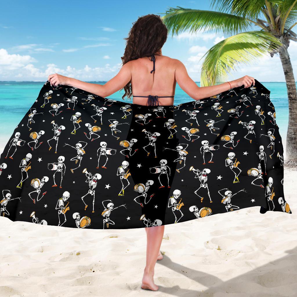 Skeleton Dance Print Sarong Pareo Wrap
