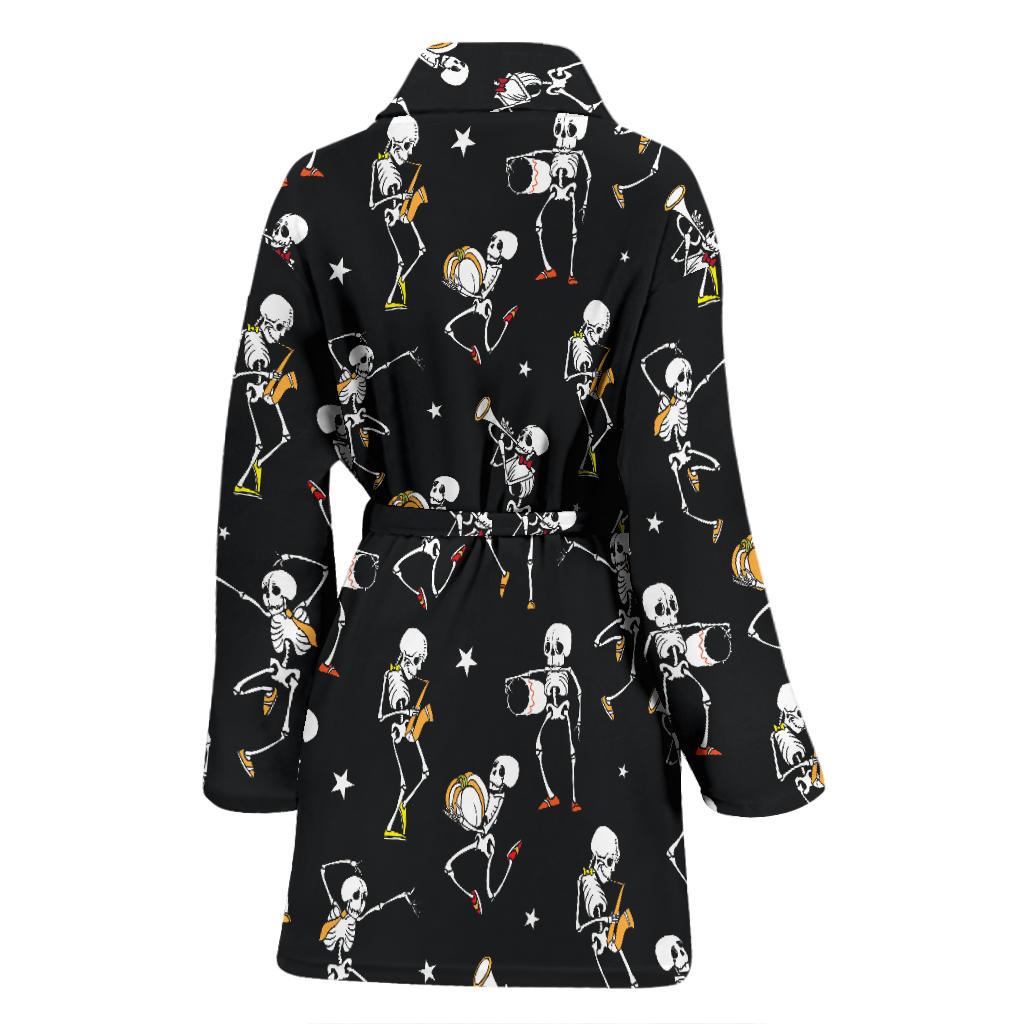 Skeleton Dance Print Women Bath Robe-JTAMIGO.COM