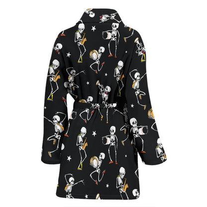 Skeleton Dance Print Women Bath Robe-JTAMIGO.COM