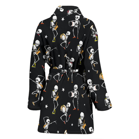 Skeleton Dance Print Women Bath Robe-JTAMIGO.COM