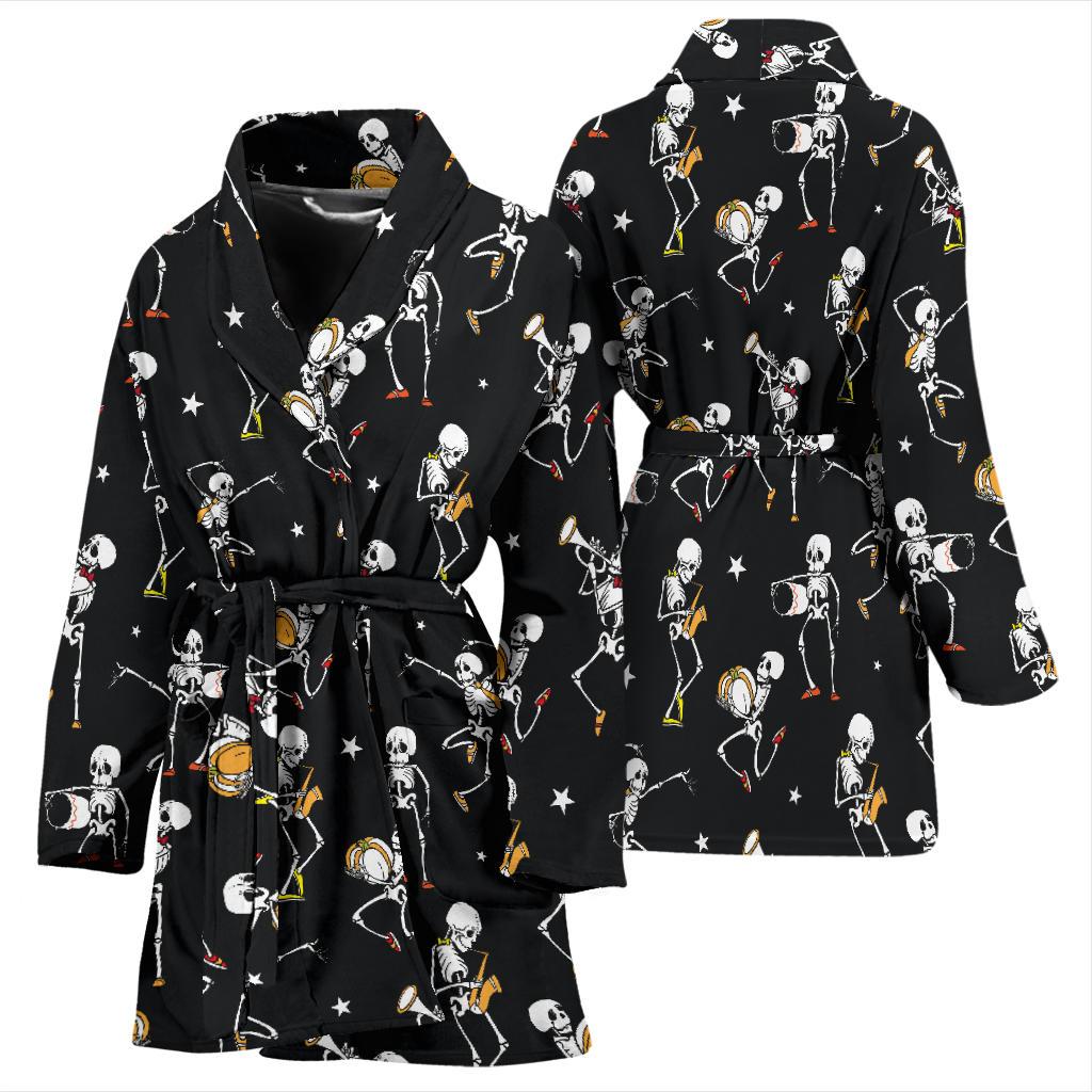 Skeleton Dance Print Women Bath Robe-JTAMIGO.COM