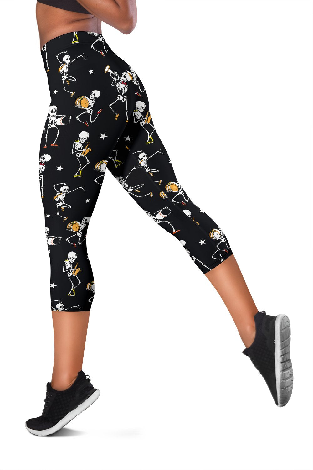 Skeleton Dance Print Women Capris