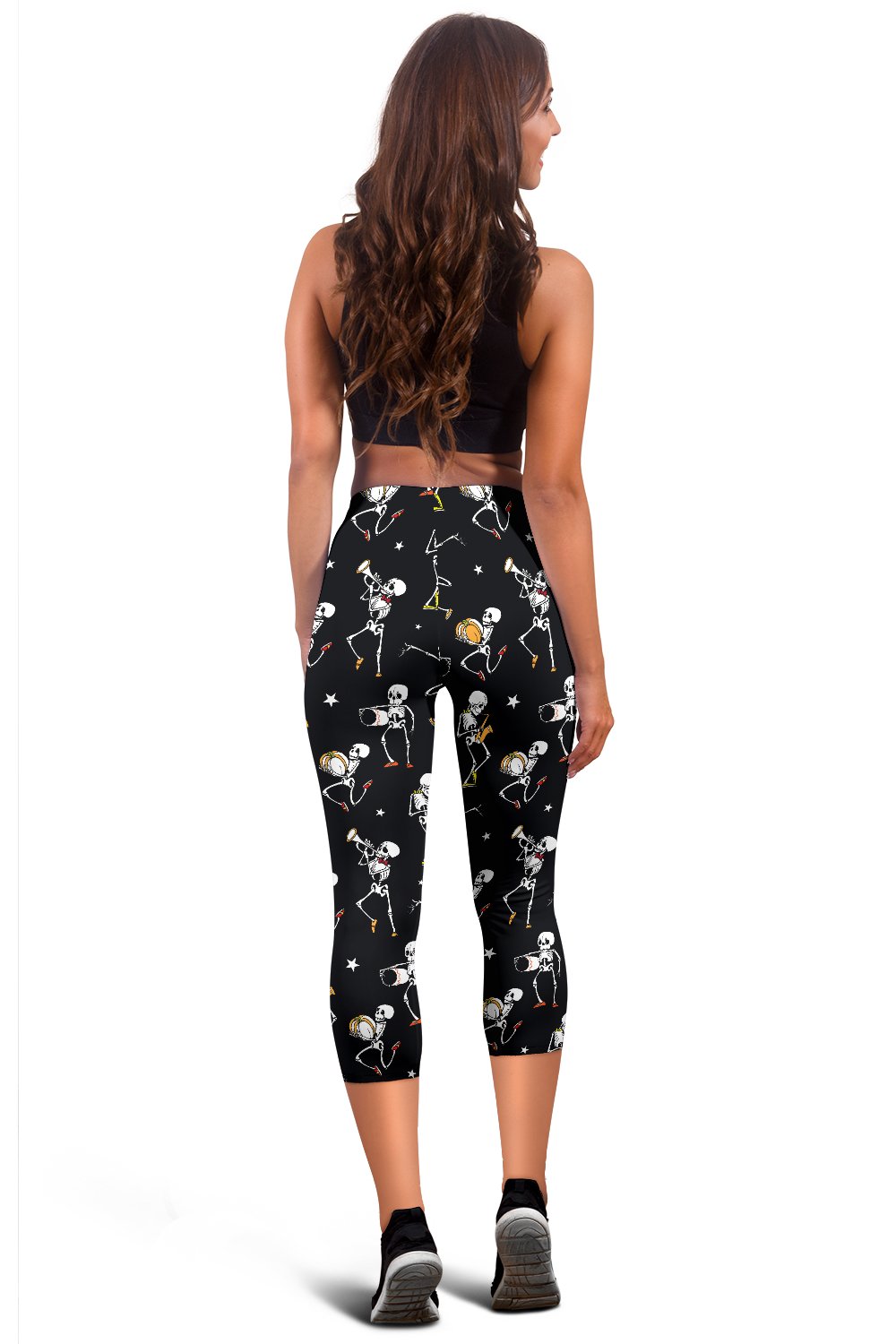 Skeleton Dance Print Women Capris
