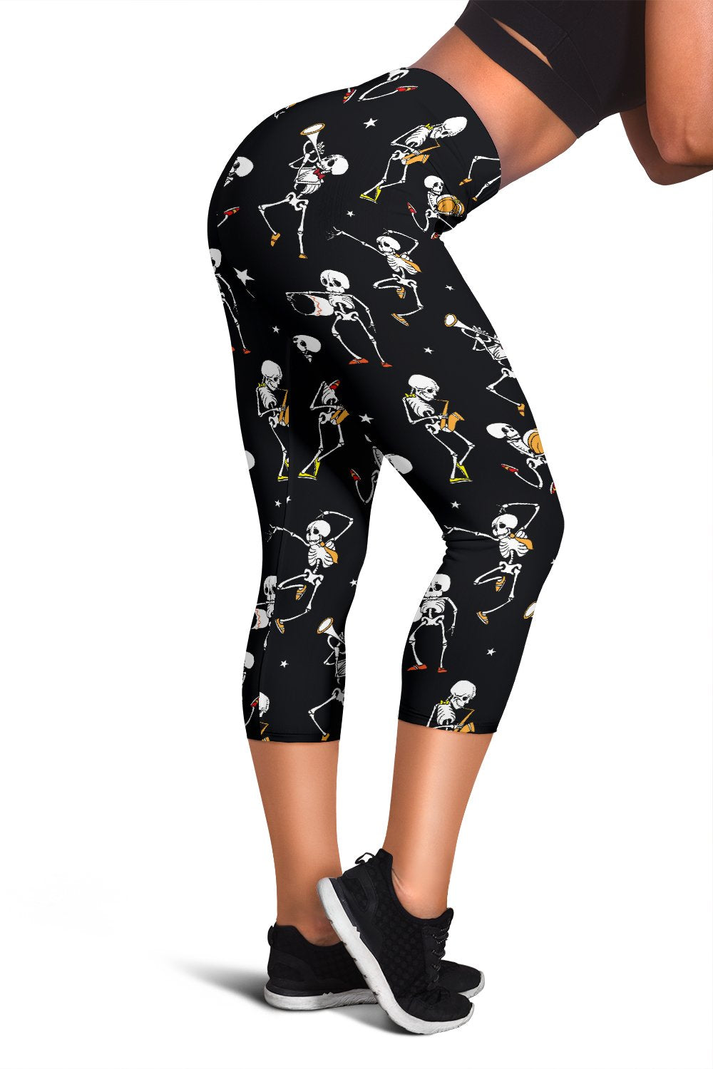 Skeleton Dance Print Women Capris
