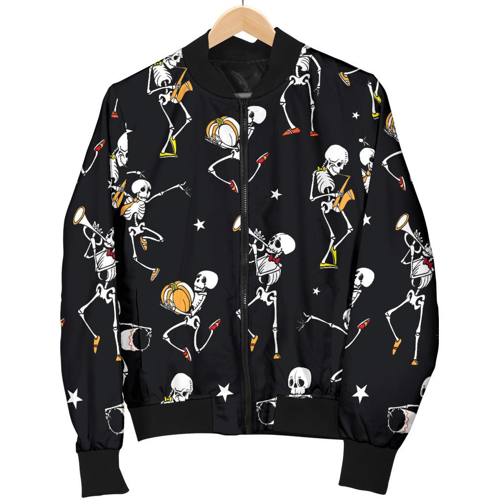 Skeleton Dance Print Women Casual Bomber Jacket