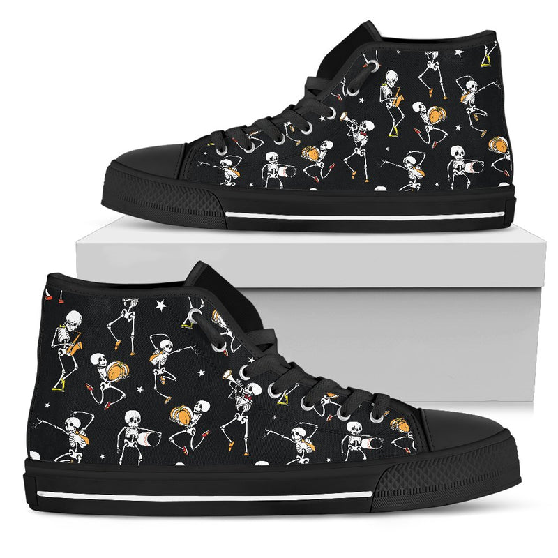 Skeleton Dance Print Women High Top Shoes