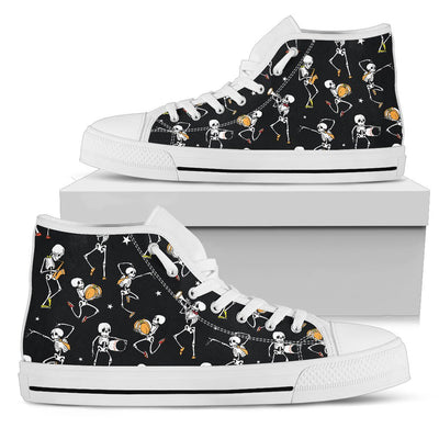 Skeleton Dance Print Women High Top Shoes