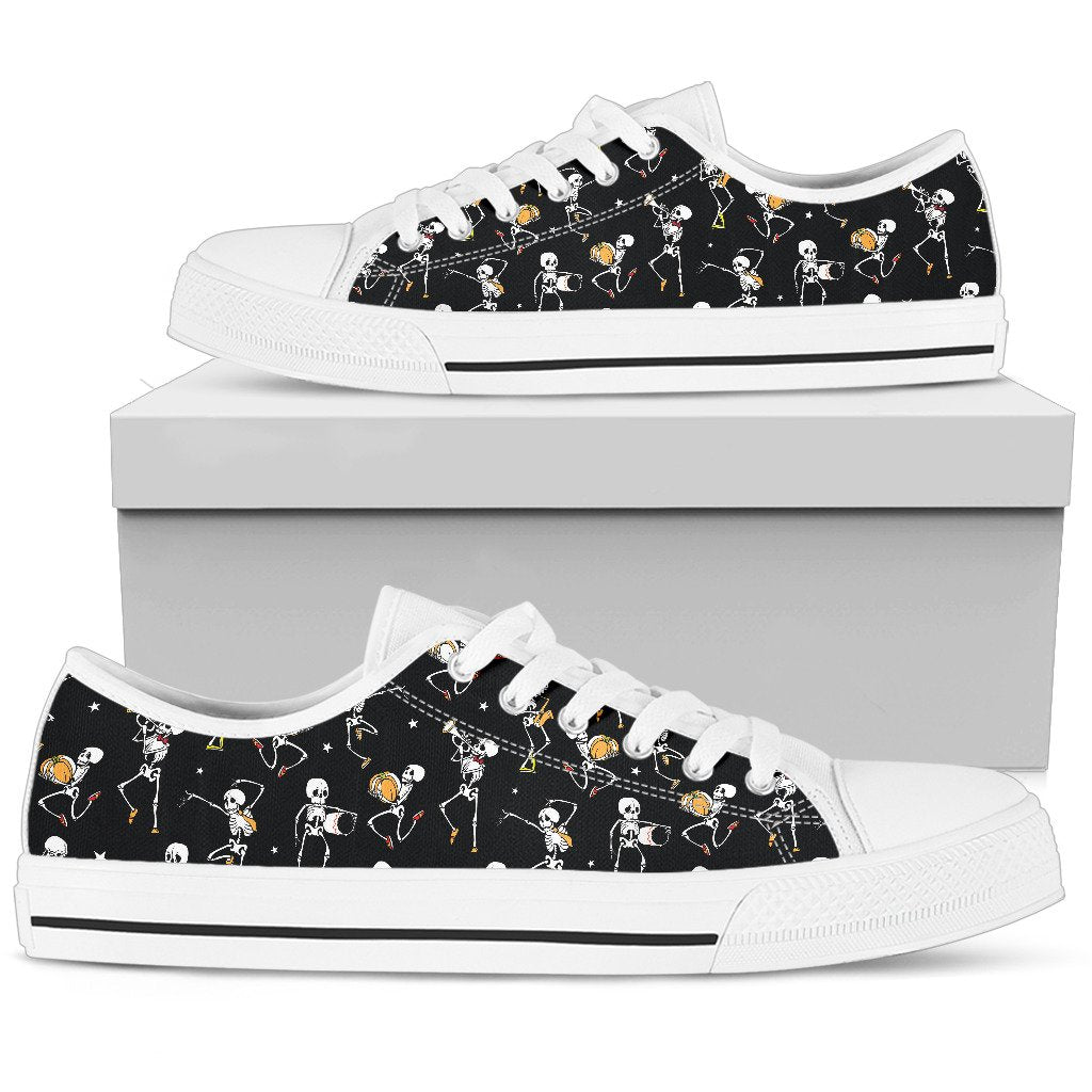 Skeleton Dance Print Women Low Top Shoes-JTAMIGO.COM