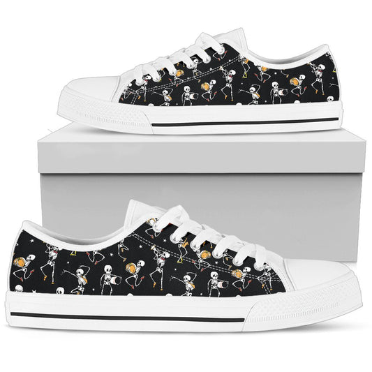 Skeleton Dance Print Women Low Top Shoes-JTAMIGO.COM