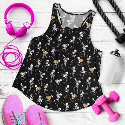 Skeleton Dance Print Women Racerback Tank Top