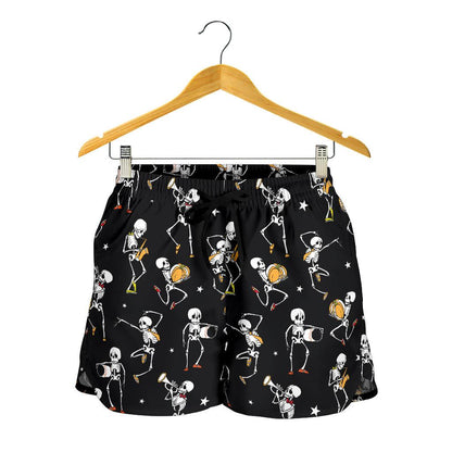 Skeleton Dance Print Women Shorts-JTAMIGO.COM