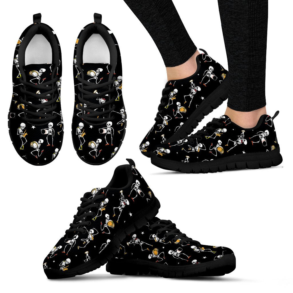 Skeleton Dance Print Women Sneakers Shoes