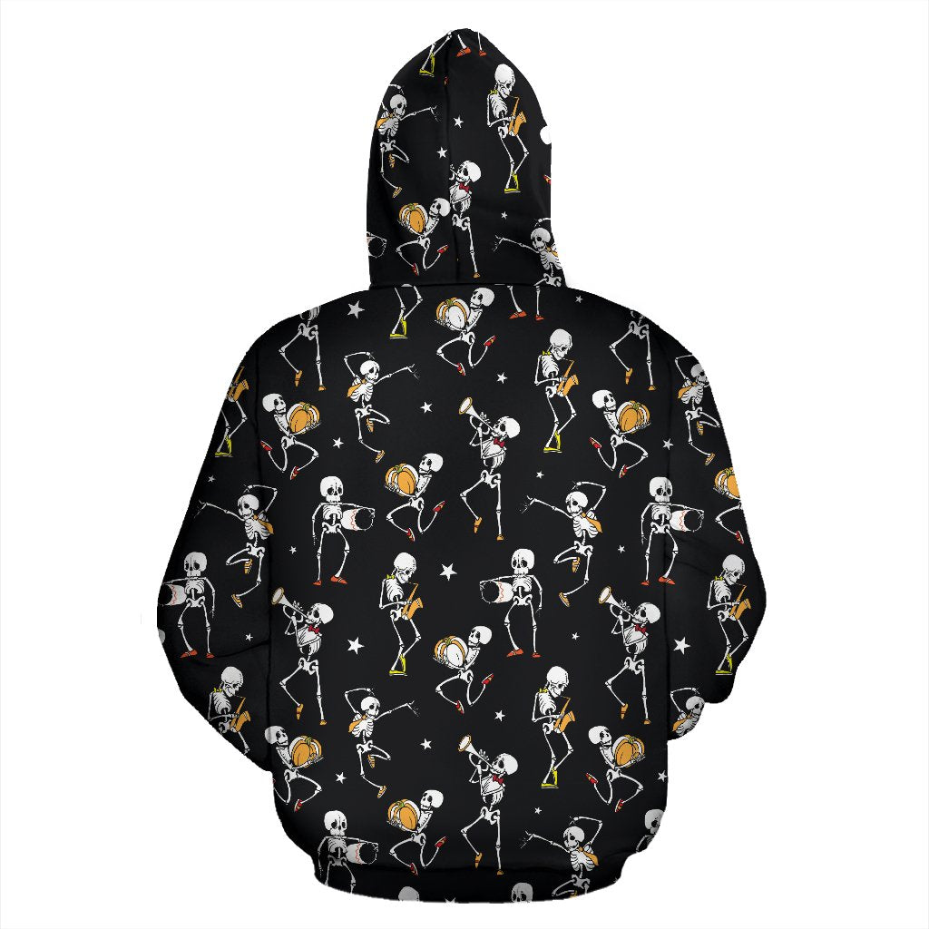 Skeleton Dance Print Zip Up Hoodie