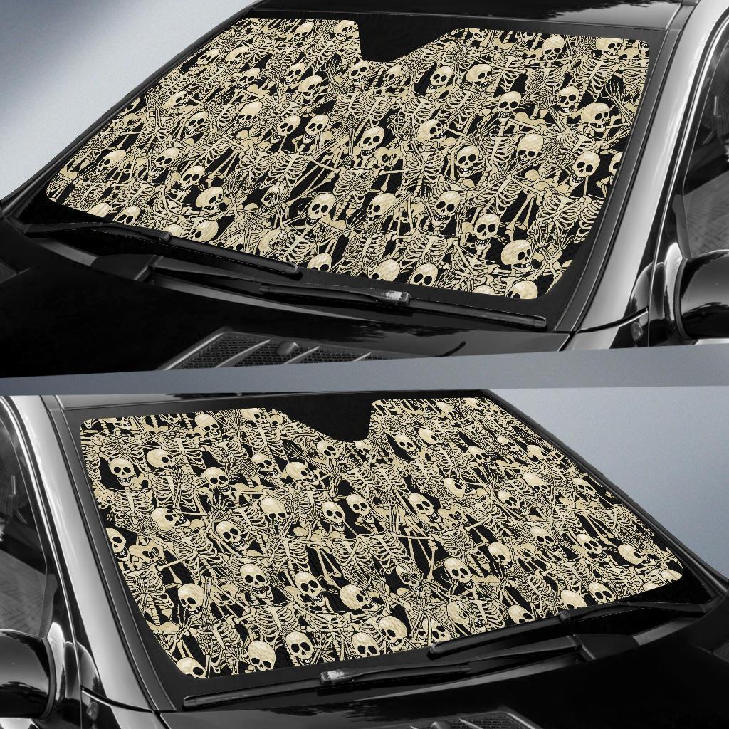 Skeleton Design Print Car Sun Shade For Windshield