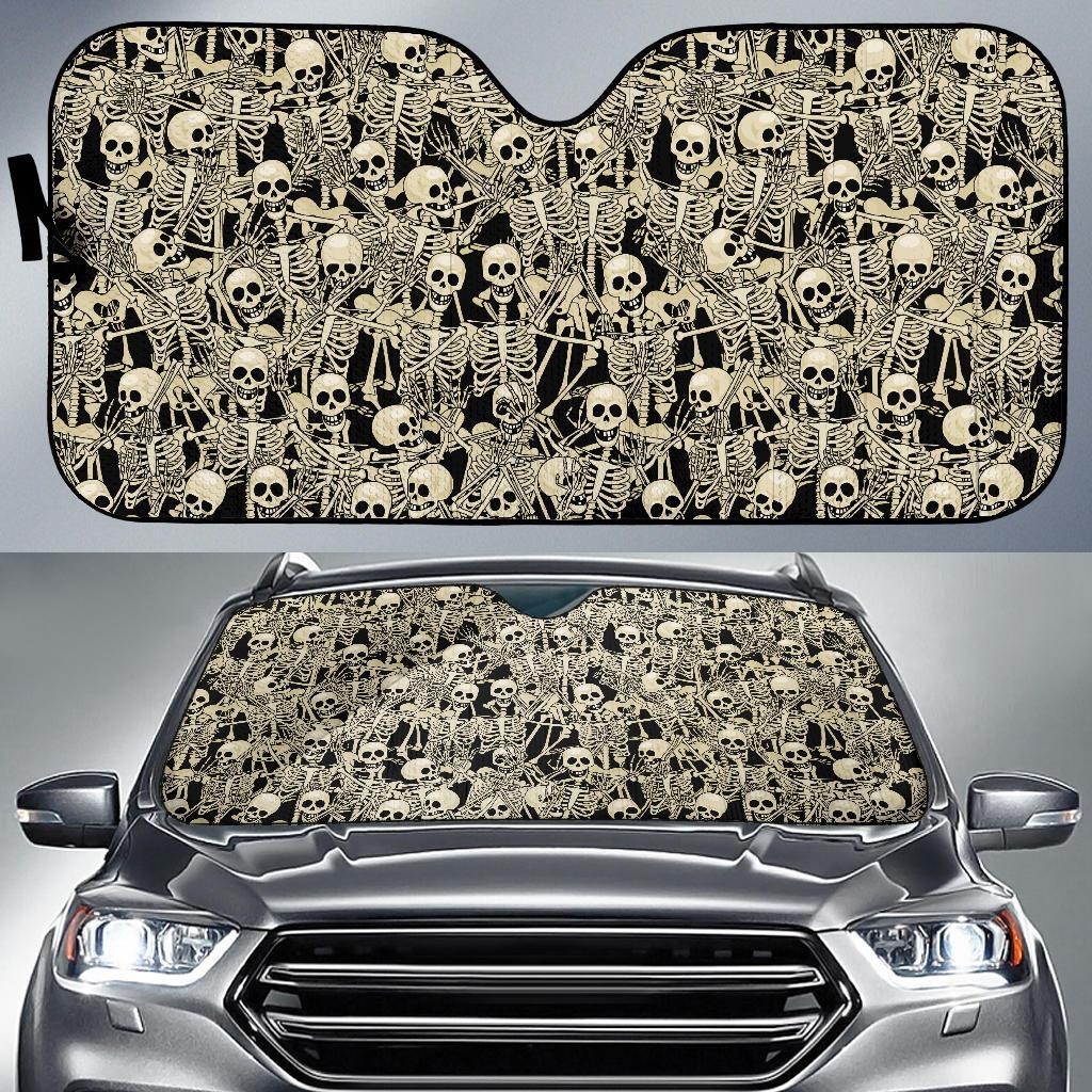 Skeleton Design Print Car Sun Shade For Windshield