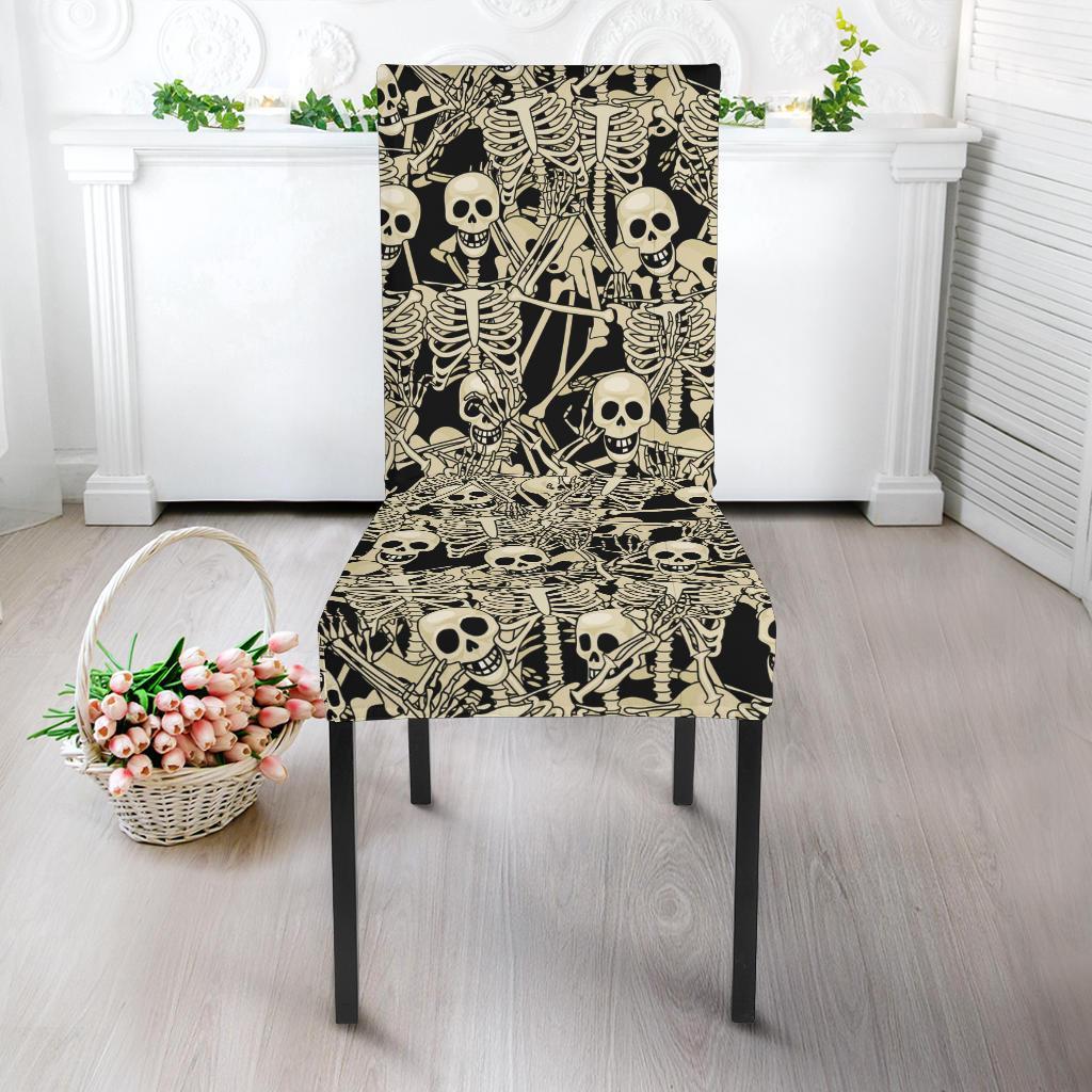 Skeleton Design Print Dining Chair Slipcover-JTAMIGO.COM